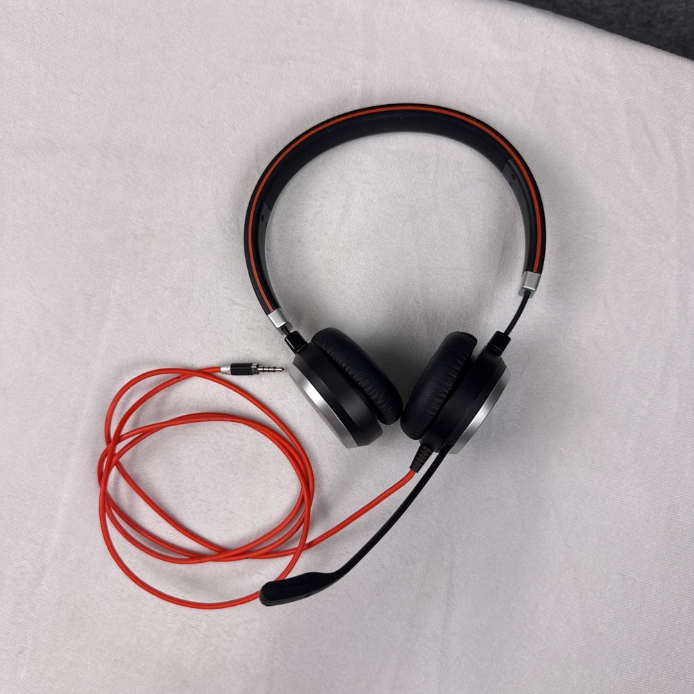 Jabra Evolve 40 Wired Stereo Headset HSC017 Black Red 3.5mm Noise Canceling Mic